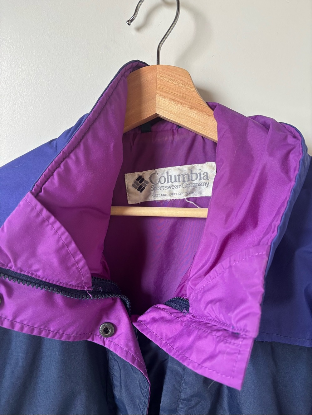 Columbia Navy, Purple & Magenta Colorblock Hooded Bomber Jacket - Picture 3 of 4
